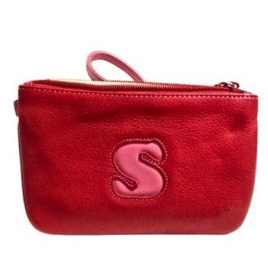 New Vintage Wilsons Leather Zip Up Wristlet Letter S - RED/PINK